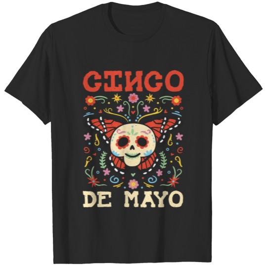 Discover Celebrate Sugar Skull Butterfly Cinco De Mayo T-shirt