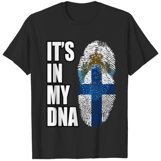 Discover Sammarinesen And Finland Vintage Heritage DNA Flag T-shirt