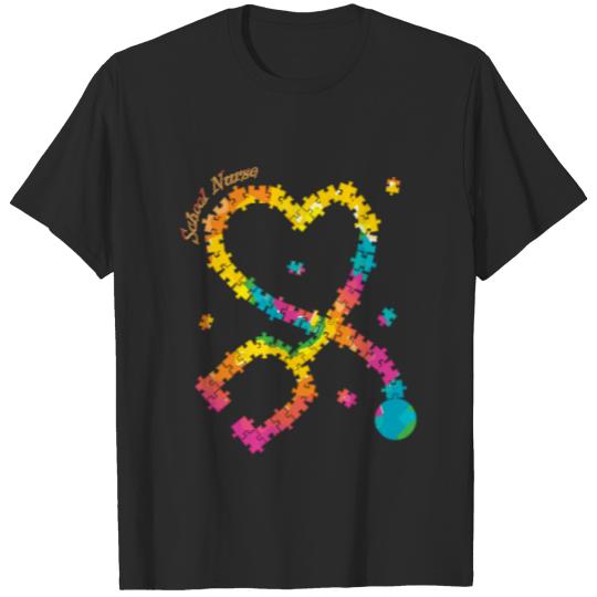 Discover School Nurse Stethoscope Puzzle Autism T-shirt