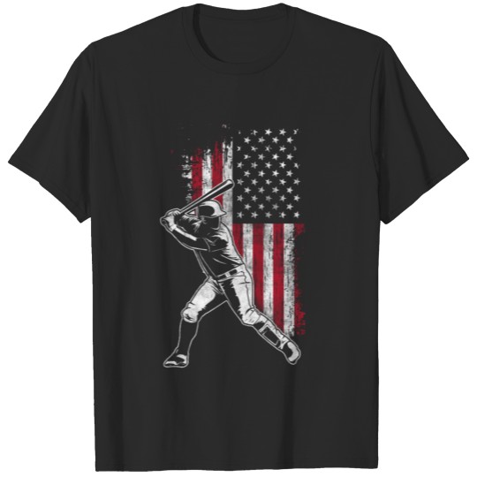 USA American Flag Baseball Player Patriotic Batter T-shirt