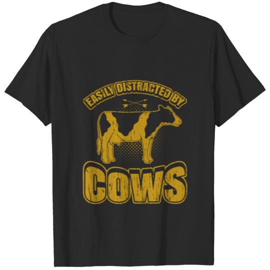 Discover Easily Distracted By Cows - Yellow T-shirt