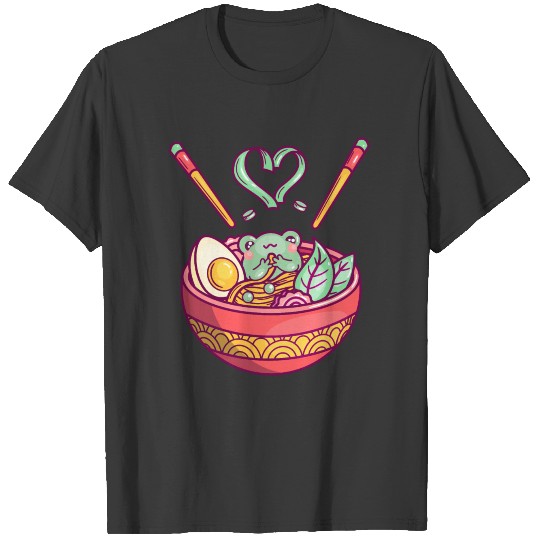 Funny Frog in Ramen Soup Design (TheWienerArt) T-shirt