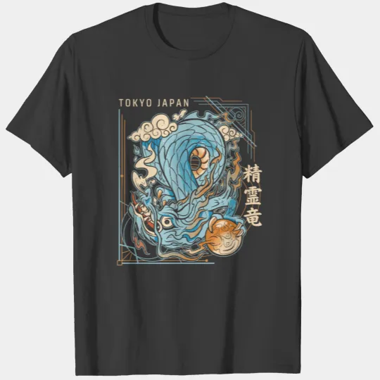 Tokyo Japanese Harajuku/Rain Spirit Dragon/Kanji T-shirt