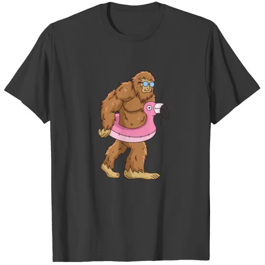 Bigfoot Flamingo Pool Party Swim Ring T-shirt