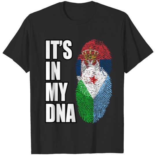 Discover Serbian And Djiboutian Vintage Heritage DNA Flag T-shirt