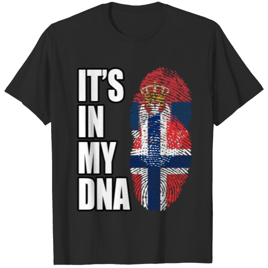 Discover Serbian And Norwegian Vintage Heritage DNA Flag T-shirt