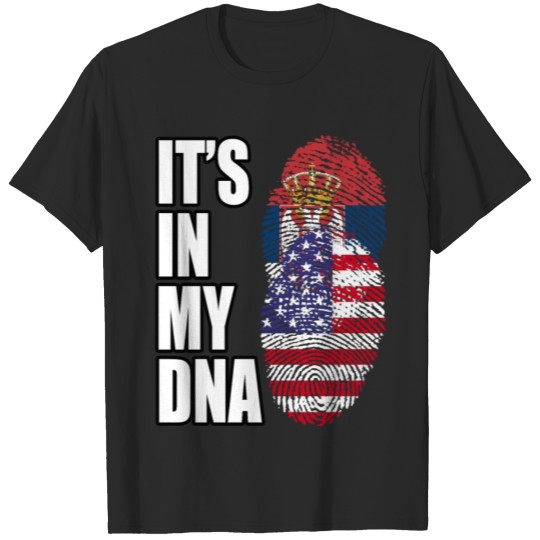 Discover Serbian And American Vintage Heritage DNA Flag T-shirt