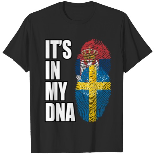 Discover Serbian And Swedish Vintage Heritage DNA Flag T-shirt