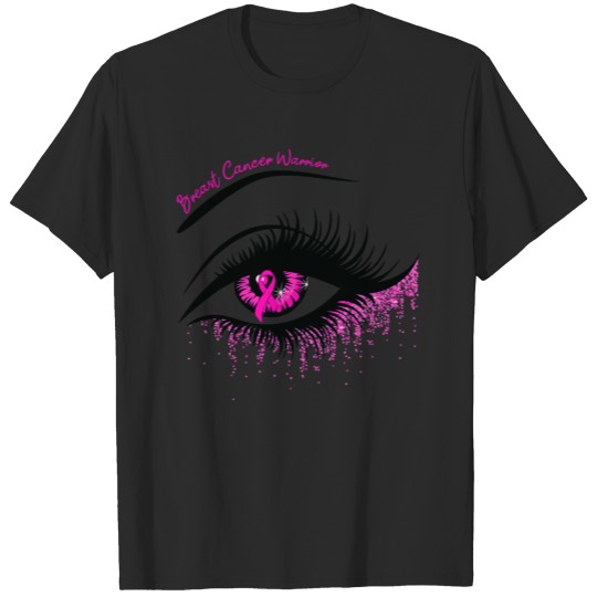 Eyes pink ribbon warrior breast cancer awareness T-shirt