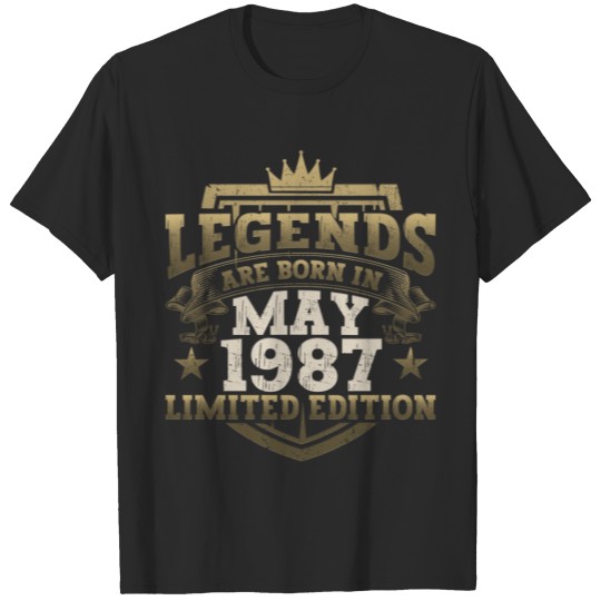 Discover Vintage 1987 May Legends Bday Gift For Men Women T-shirt