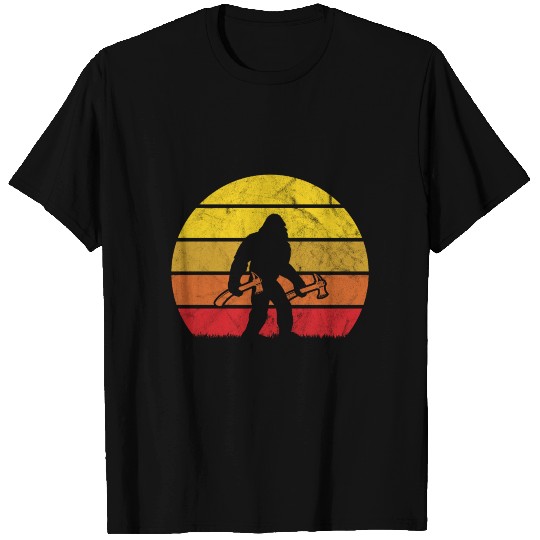 Bigfoot Axe Throwing Sasquatch Retro T-shirt