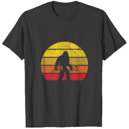 Bigfoot Axe Throwing Sasquatch Retro T-shirt