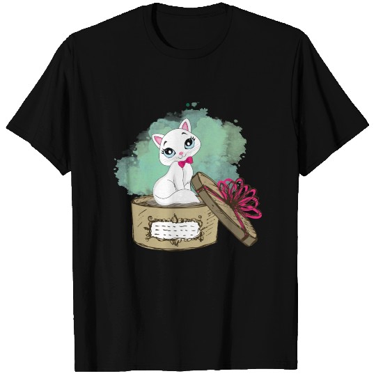 A cat in a gift box T-shirt
