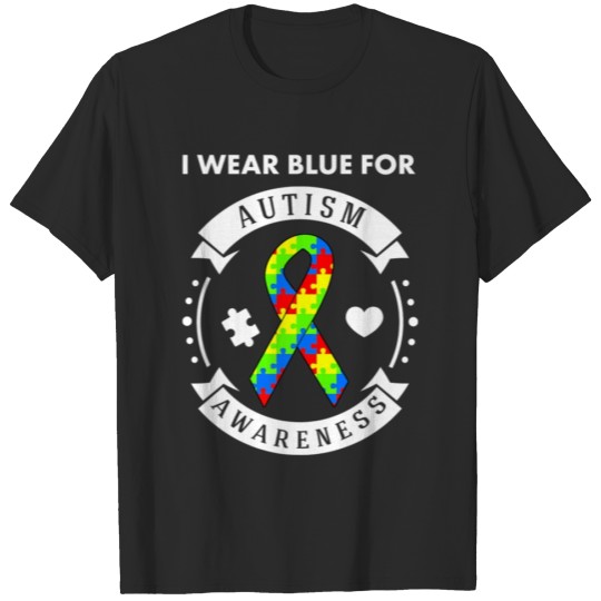 Discover Autism I Wear Blue Autism Awareness Puzzle T Shirt T-shirt