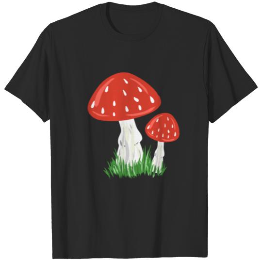 red mushrooms mushroom symbol nature biology grass T-shirt