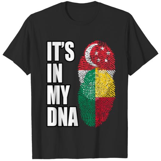 Discover Singaporean And Benin Vintage Heritage DNA Flag T-shirt