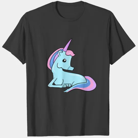 blue unicorn fairy tale horse fantasy imagination T-shirt