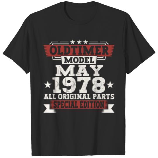 Discover Vintage 1978 Oldtimer May 44th Birthday Fun Gift T-shirt