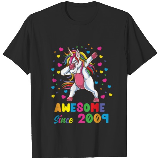 Discover Awesome Since 2009 Dabbing Unicorn 13th Birthday T-shirt