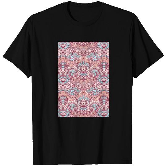 Natural Rhythm a hand drawn pattern in peach mint T-shirt