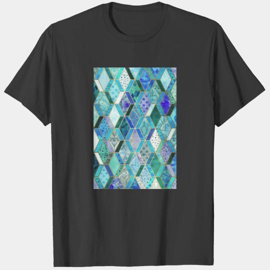 Sapphire Emerald Diamond Patchwork Pattern T-shirt