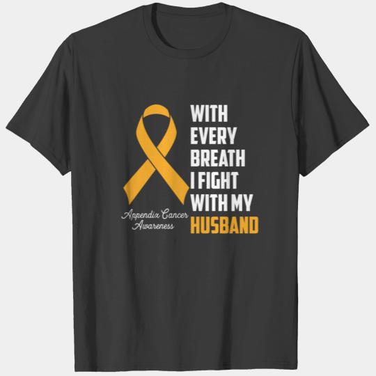 Husband Bladder Cancer awareness Blue Purple Yello T-shirt