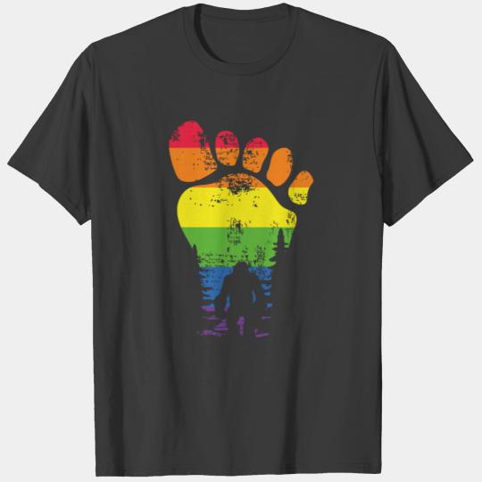 Bigfoot Sasquatch Lover Carrying LGBTQ Flag Pride T-shirt