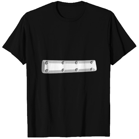 metallic shiny silver face rectangle nail T-shirt