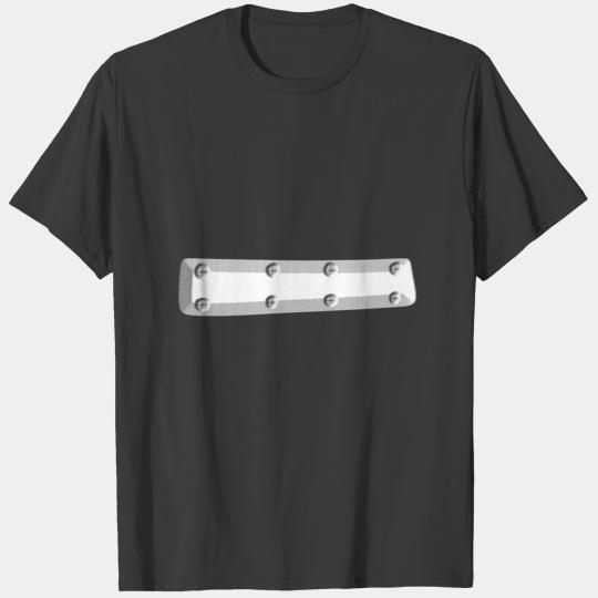 metallic shiny silver face rectangle nail T-shirt