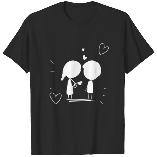 Discover loving couple cartoon love valentines day heart T-shirt