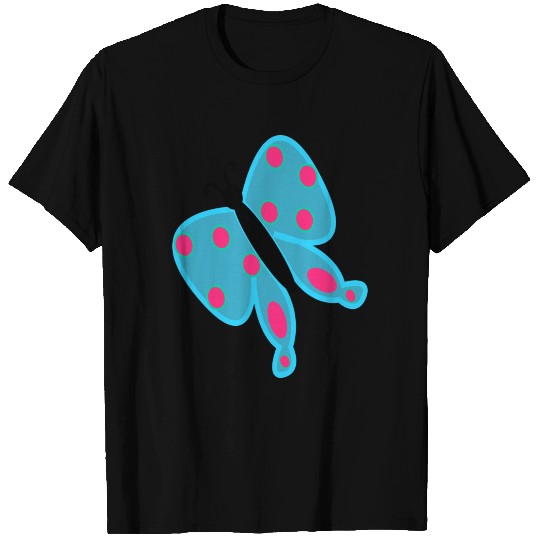 Blue Butterfly With Polka Dots T-shirt