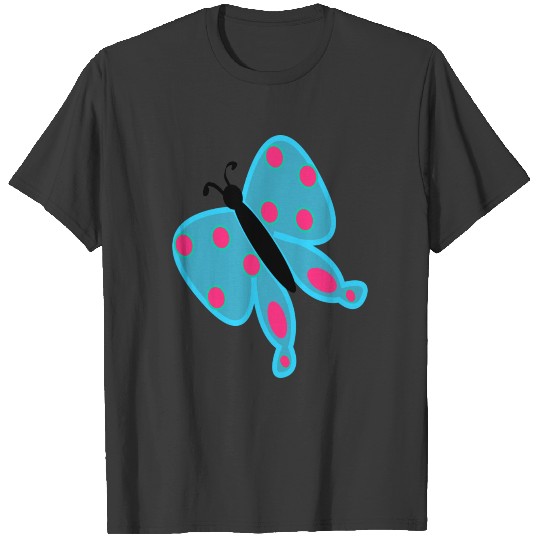 Blue Butterfly With Polka Dots T-shirt