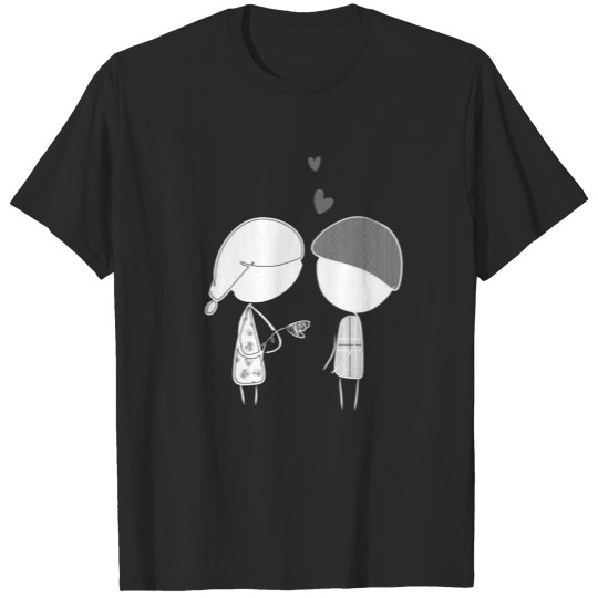 Discover loving couple cartoon love heart valentines day T-shirt