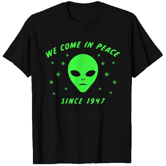 We come in peace alien illustration T-shirt