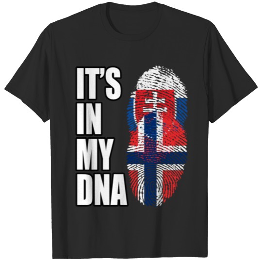Discover Slovak And Norwegian Vintage Heritage DNA Flag T-shirt