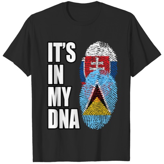 Discover Slovak And Saint Lucian Vintage Heritage DNA Flag T-shirt