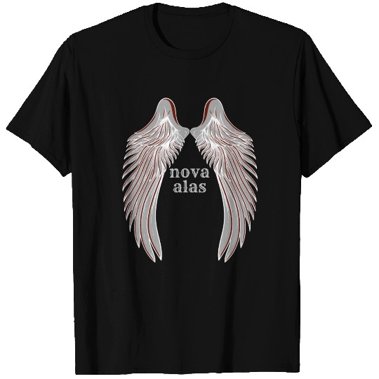 A New wings vector design on light grey text T-shirt