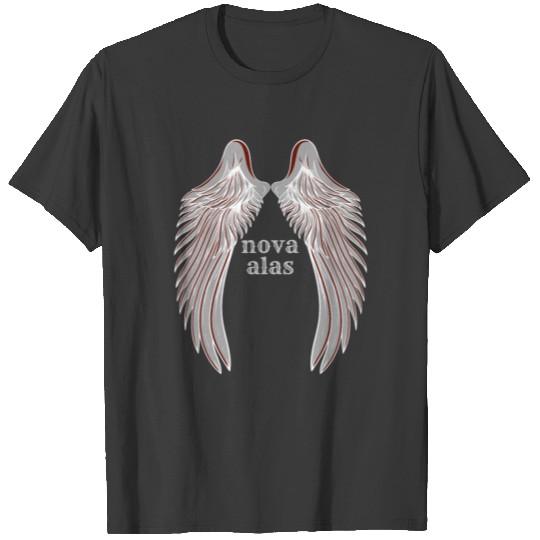 A New wings vector design on light grey text T-shirt