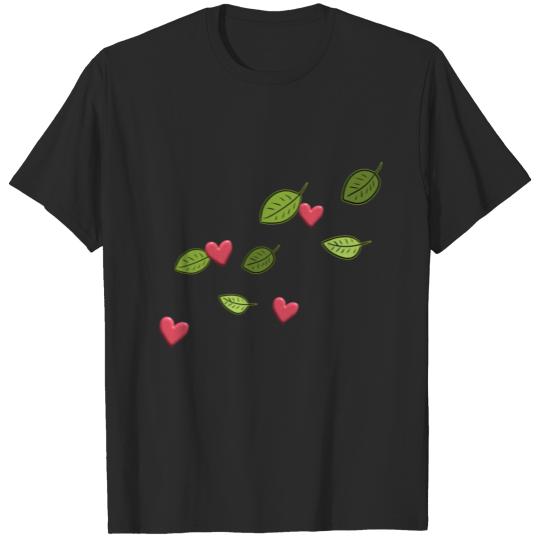 Discover leaves leaf pattern heart red wind T-shirt