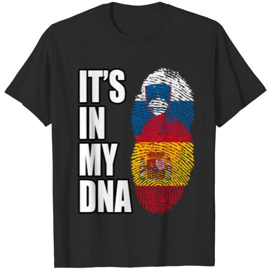 Discover Slovenian And Spaniard Vintage Heritage DNA Flag T-shirt