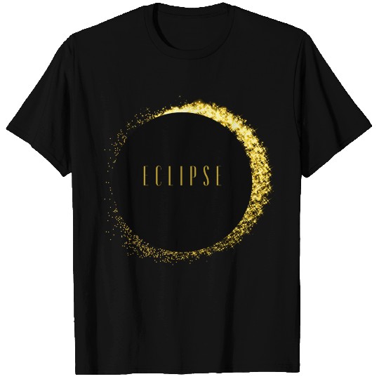 Eclipse Black and Gold Graphic Design T-shirt