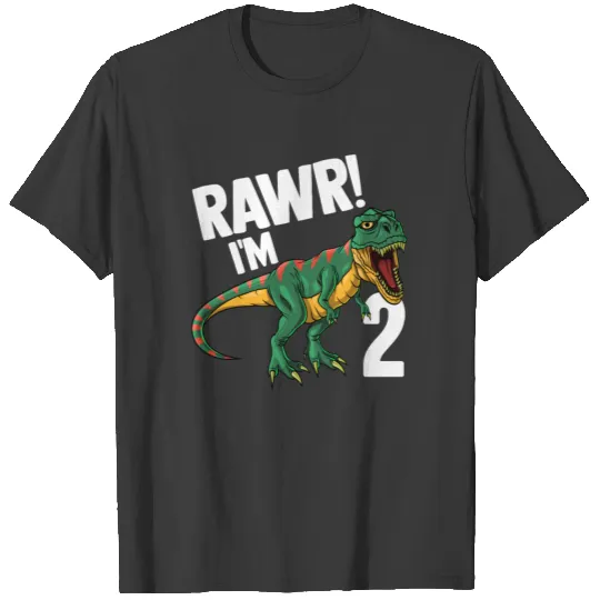 Rawr I'm 2 Birthday Dinosaur Two Years Boy Toddler T-shirt
