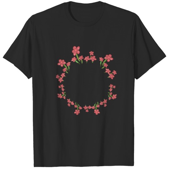 circle red flowers plants nature T-shirt