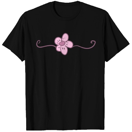 pink flower line blossom dash underscore T-shirt