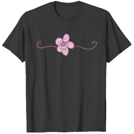 pink flower line blossom dash underscore T-shirt
