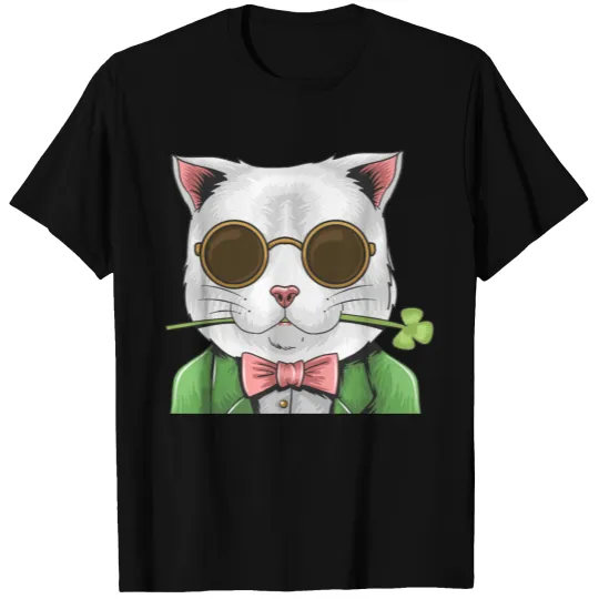 Gentleman Cat Shamrock Men Women St. Patrick's Day T-shirt