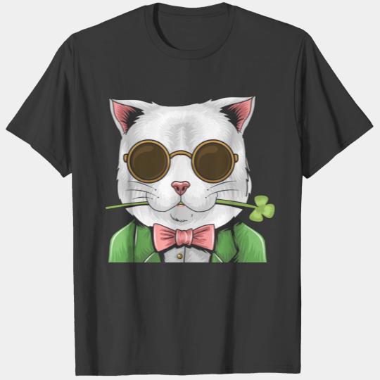 Gentleman Cat Shamrock Men Women St. Patrick's Day T-shirt