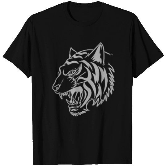 Tiger head illustration white T-shirt
