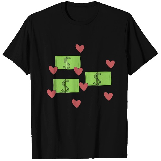 Money heart love wealth pattern T-shirt