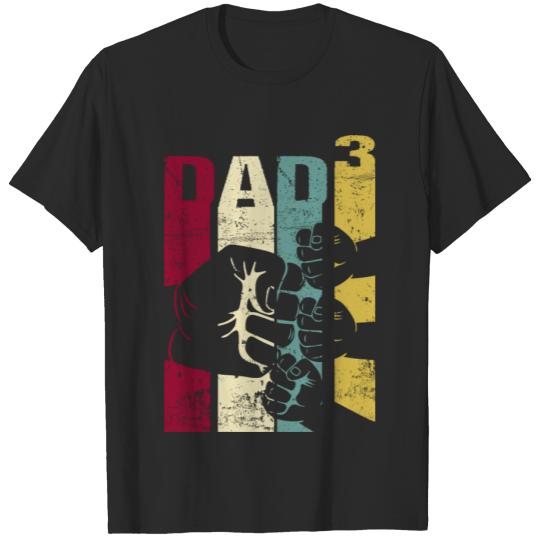 Discover Dad father of 3 Three Kids Drillings Sons Girls T-shirt